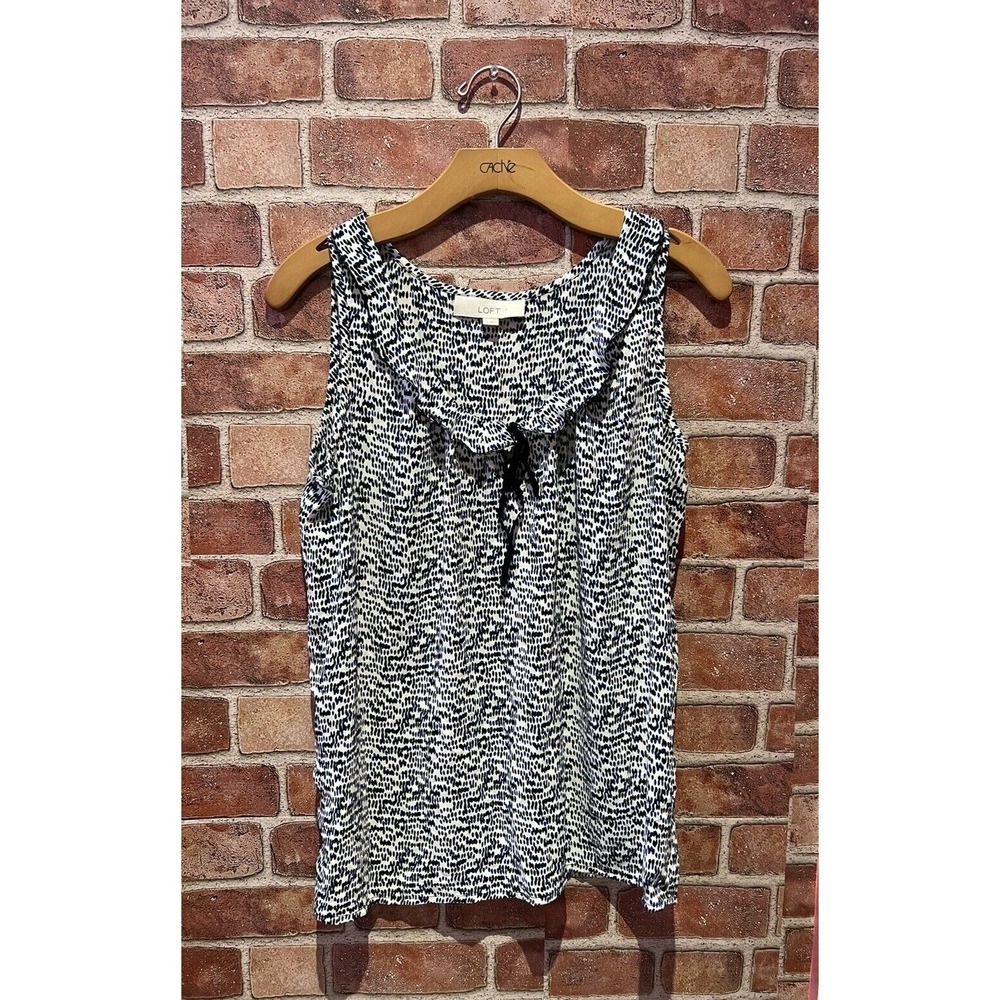 Ann Taylor LOFT Women Size S Multi-Color Sleeveless Top Blouse W/Tie‎ Neck